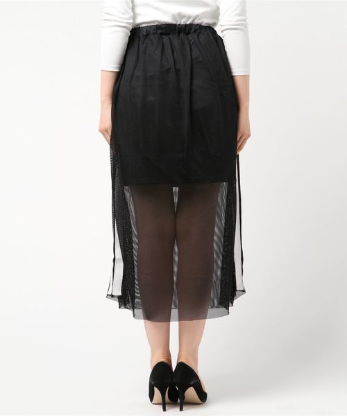 WEGO（ウィゴー）の「WEGO/サイドラインメッシュロングスカート（スカート・レディース・パープル/ブラック/ホワイト/カーキ・FREE）」の19枚目の写真