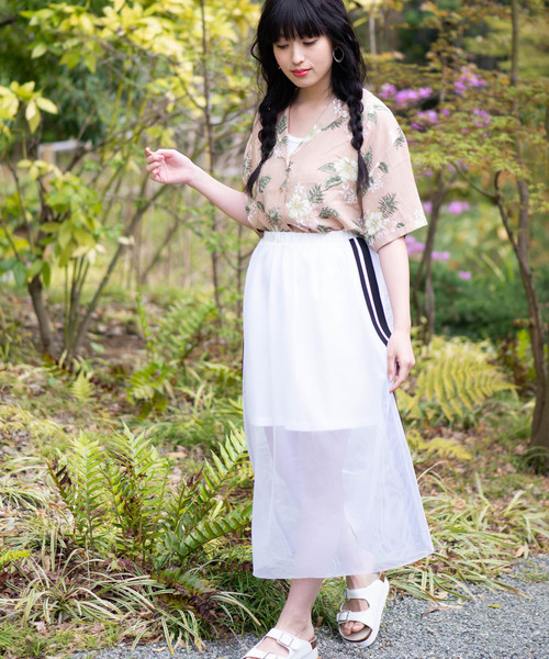 WEGO（ウィゴー）の「WEGO/サイドラインメッシュロングスカート（スカート・レディース・パープル/ブラック/ホワイト/カーキ・FREE）」の10枚目の写真