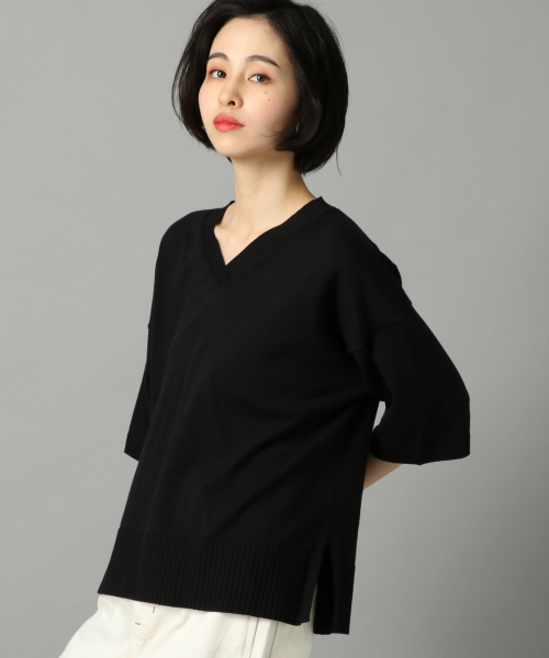 LOWRYS FARM（ローリーズファーム）の「１４ＧスーピマＶＳＳ　836522（ニット/セーター・レディース・グリーン/ブラック/オフホワイト/ベージュ・FREE）」の3枚目の写真