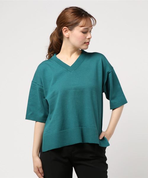 LOWRYS FARM（ローリーズファーム）の「１４ＧスーピマＶＳＳ　836522（ニット/セーター・レディース・グリーン/ブラック/オフホワイト/ベージュ・FREE）」の7枚目の写真