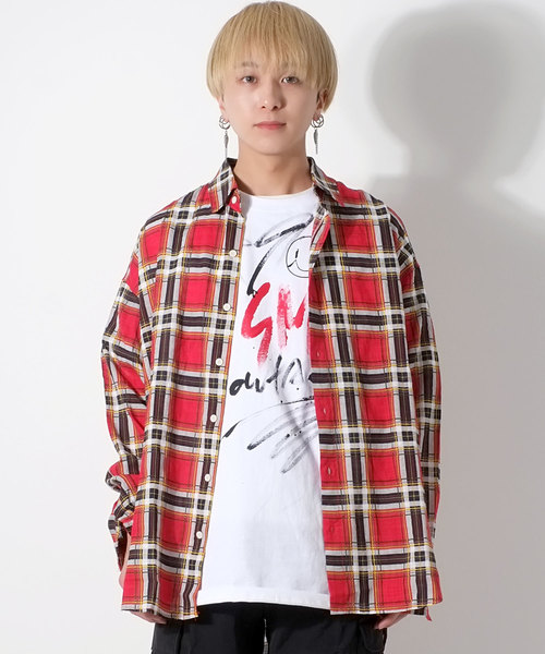 GOSTAR DE FUGA（ゴスタール ジフーガ）の「バックプリントフォトチェックシャ（シャツ/ブラウス・メンズ・ブラック/レッド・FREE）」の3枚目の写真