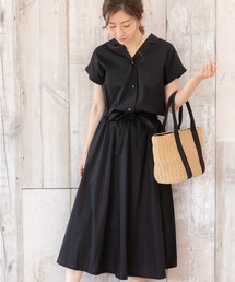 開襟シャツ フレンチスリーブ ロング ワンピース【テレビ朝日・グッドモーニング番組着用】