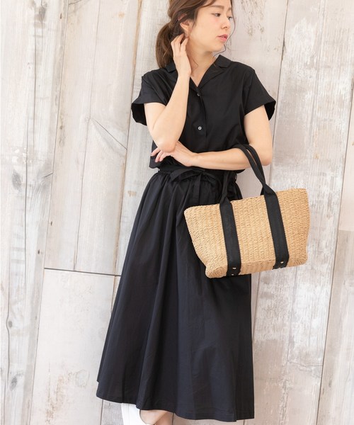 PREFERIR(プレフェリール)の「開襟シャツ フレンチスリーブ ロング ワンピース【テレビ朝日・グッドモーニング番組着用】(シャツワンピース・レディース・ブラック/グリーン/ブラウン・MEDIUM/LARGE)」の6枚目の写真