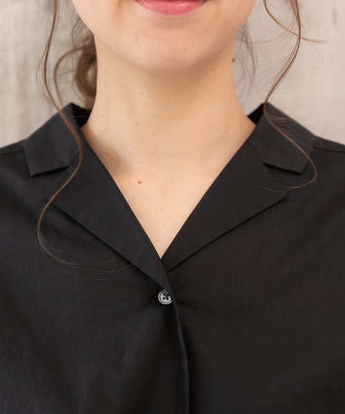 PREFERIR(プレフェリール)の「開襟シャツ フレンチスリーブ ロング ワンピース【テレビ朝日・グッドモーニング番組着用】(シャツワンピース・レディース・ブラック/グリーン/ブラウン・MEDIUM/LARGE)」の9枚目の写真