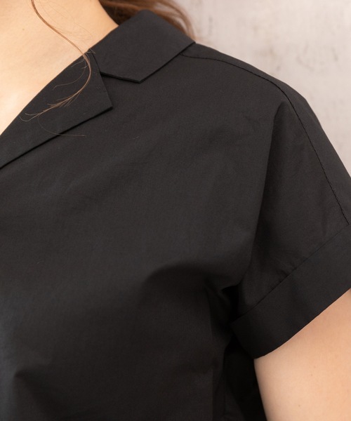 PREFERIR(プレフェリール)の「開襟シャツ フレンチスリーブ ロング ワンピース【テレビ朝日・グッドモーニング番組着用】(シャツワンピース・レディース・ブラック/グリーン/ブラウン・MEDIUM/LARGE)」の11枚目の写真