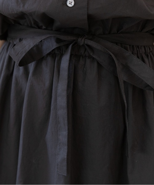 PREFERIR(プレフェリール)の「開襟シャツ フレンチスリーブ ロング ワンピース【テレビ朝日・グッドモーニング番組着用】(シャツワンピース・レディース・ブラック/グリーン/ブラウン・MEDIUM/LARGE)」の13枚目の写真