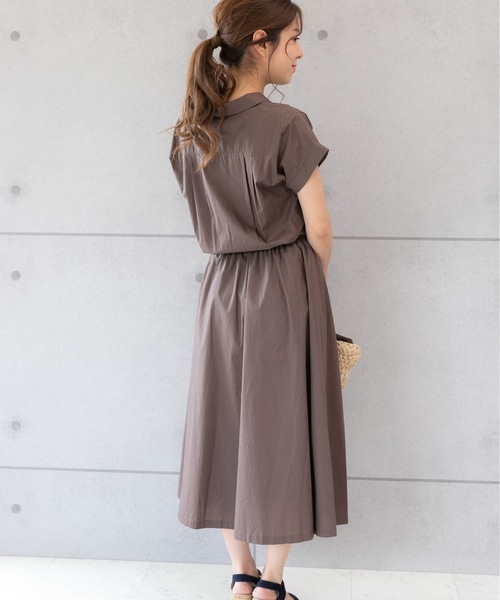 PREFERIR(プレフェリール)の「開襟シャツ フレンチスリーブ ロング ワンピース【テレビ朝日・グッドモーニング番組着用】(シャツワンピース・レディース・ブラック/グリーン/ブラウン・MEDIUM/LARGE)」の18枚目の写真