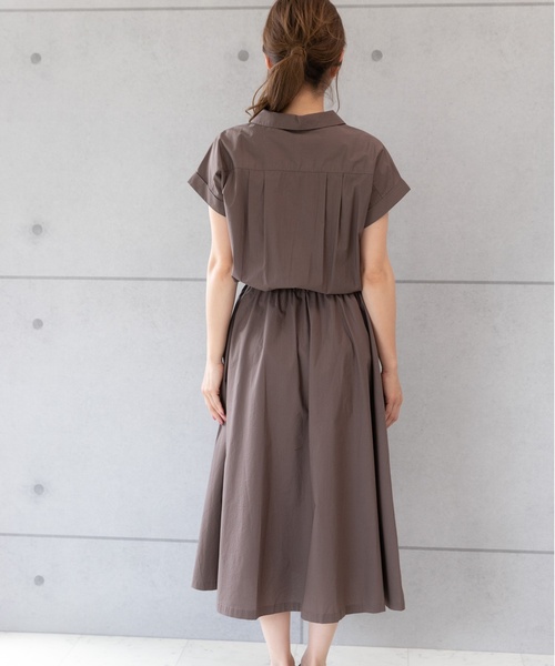 PREFERIR(プレフェリール)の「開襟シャツ フレンチスリーブ ロング ワンピース【テレビ朝日・グッドモーニング番組着用】(シャツワンピース・レディース・ブラック/グリーン/ブラウン・MEDIUM/LARGE)」の20枚目の写真