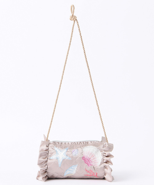 one after another NICE CLAUP（ワンアフターアナザーナイスクラップ）の「シェル柄刺繍ショルダーバッグ（ショルダーバッグ・レディース・ピンク/アイボリー・FREE）」の2枚目の写真