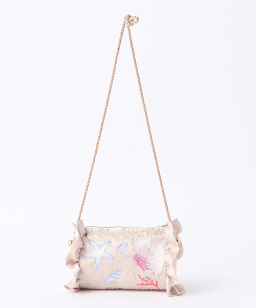 one after another NICE CLAUP（ワンアフターアナザーナイスクラップ）の「シェル柄刺繍ショルダーバッグ（ショルダーバッグ・レディース・ピンク/アイボリー・FREE）」の8枚目の写真