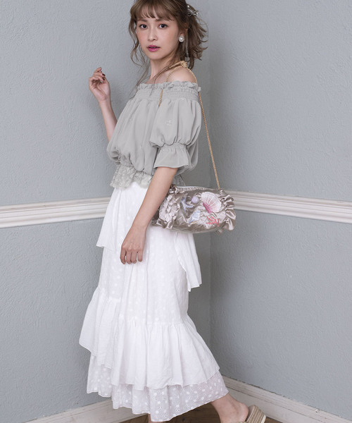 one after another NICE CLAUP（ワンアフターアナザーナイスクラップ）の「シェル柄刺繍ショルダーバッグ（ショルダーバッグ・レディース・ピンク/アイボリー・FREE）」の13枚目の写真