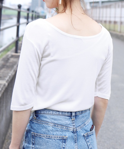 reca(レカ)の「バックオープンカットソー(Tシャツ/カットソー・レディース・ライム/オフホワイト/ブラック・FREE)」の2枚目の写真