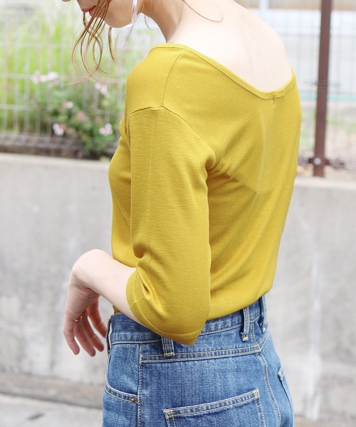 reca(レカ)の「バックオープンカットソー(Tシャツ/カットソー・レディース・ライム/オフホワイト/ブラック・FREE)」の5枚目の写真