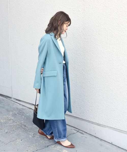 CELFORD ライトブルー チェスターコート 36 CELFORD ライトブルー チェスターコート 36 CELFORD ライトブルー