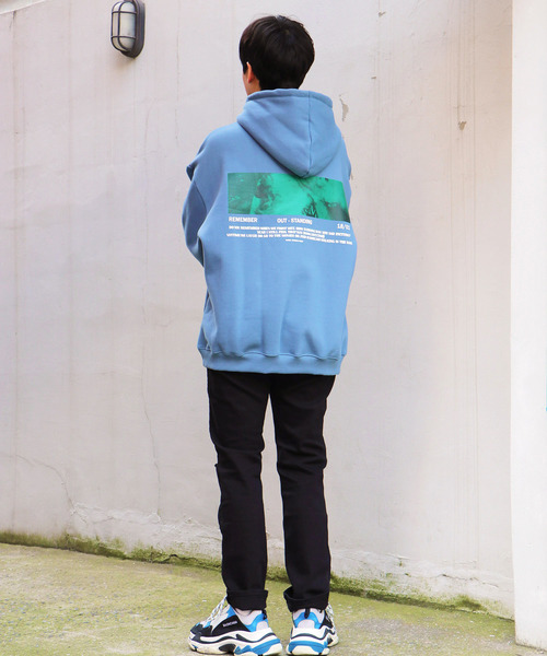 NO NEED(ノーニード)の「オーバーサイズバックプリント&シンプルロゴビッグシルエットスウェットパーカー /ワイドシルエット/PK/(パーカー・メンズ・ブラック/グレー/ベージュ/ブルー/オリーブ・フリー)」の12枚目の写真