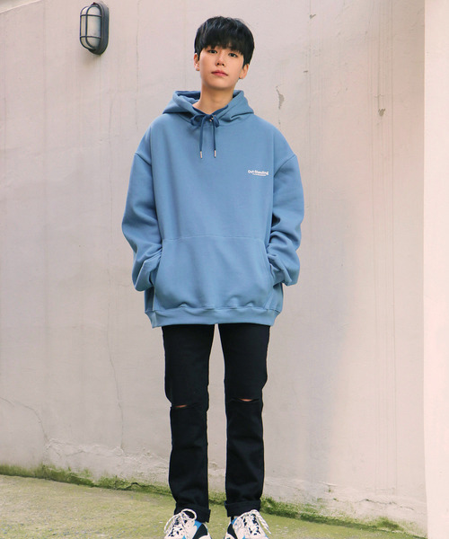 NO NEED(ノーニード)の「オーバーサイズバックプリント&シンプルロゴビッグシルエットスウェットパーカー /ワイドシルエット/PK/(パーカー・メンズ・ブラック/グレー/ベージュ/ブルー/オリーブ・フリー)」の10枚目の写真