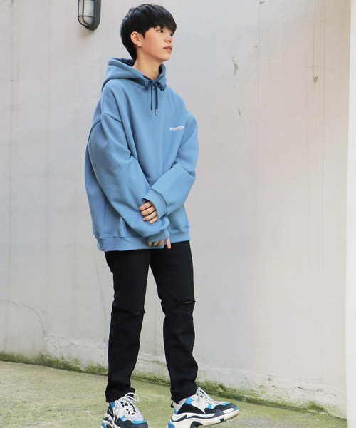 NO NEED(ノーニード)の「オーバーサイズバックプリント&シンプルロゴビッグシルエットスウェットパーカー /ワイドシルエット/PK/(パーカー・メンズ・ブラック/グレー/ベージュ/ブルー/オリーブ・フリー)」の11枚目の写真