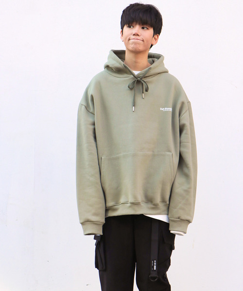 NO NEED(ノーニード)の「オーバーサイズバックプリント&シンプルロゴビッグシルエットスウェットパーカー /ワイドシルエット/PK/(パーカー・メンズ・ブラック/グレー/ベージュ/ブルー/オリーブ・フリー)」の7枚目の写真