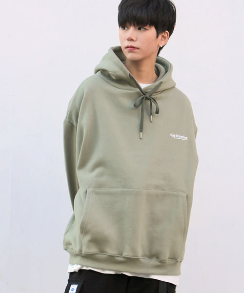 NO NEED(ノーニード)の「オーバーサイズバックプリント&シンプルロゴビッグシルエットスウェットパーカー /ワイドシルエット/PK/(パーカー・メンズ・ブラック/グレー/ベージュ/ブルー/オリーブ・フリー)」の16枚目の写真