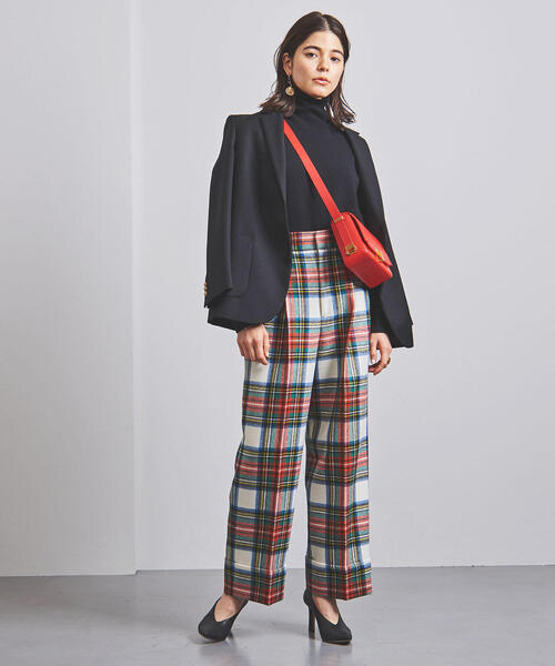 UNITED ARROWS(ユナイテッドアローズ)の「UGCB W チェック タックパンツ(パンツ)」|ホワイト