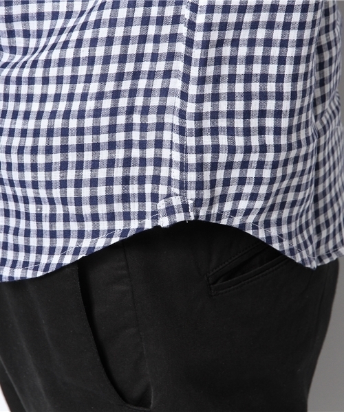 UNION STATION（ユニオンステーション）の「半袖ギンガムチェックチャツ/カッタウェイ（シャツ/ブラウス・メンズ・ブルー/ネイビー・LARGE/MEDIUM/LL）」の9枚目の写真