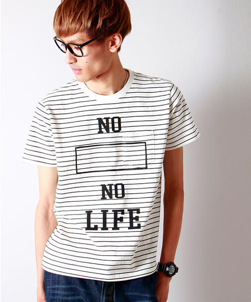 WEGO(ウィゴー)の「WEGO/ペンシルボーダーロゴTシャツ(Tシャツ/カットソー・メンズ・その他2/その他1・MEDIUM/LARGE)」の1枚目の写真