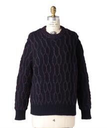 Drawer（ドゥロワー）5Gカシミヤアラン編みクルーネックニット Drawer(ドゥロワー) 5Gカシミヤアラン編みクルーネックニットケーブル