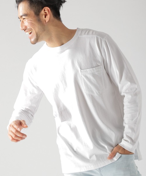 BAYFLOW（ベイフロー）の「Day To Day オーガニックコットンピグメントL/S Tシャツ（Tシャツ/カットソー・メンズ・ホワイト/ベージュ/ピンク/チャコール・SMALL/MEDIUM/LARGE）」の2枚目の写真