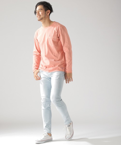 BAYFLOW（ベイフロー）の「Day To Day オーガニックコットンピグメントL/S Tシャツ（Tシャツ/カットソー・メンズ・ホワイト/ベージュ/ピンク/チャコール・SMALL/MEDIUM/LARGE）」の5枚目の写真