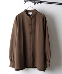 梨地ボリュームスリーブバンドカラーシャツ