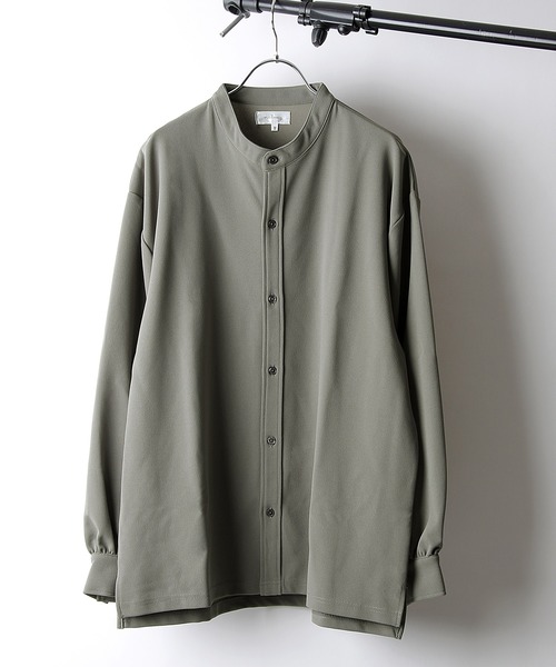 NILWAY(ニルウェイ)の「梨地ボリュームスリーブバンドカラーシャツ(シャツ/ブラウス・メンズ・ブラック/ベージュ/ネイビー/ブラウン/グレー・MEDIUM/LARGE)」の13枚目の写真