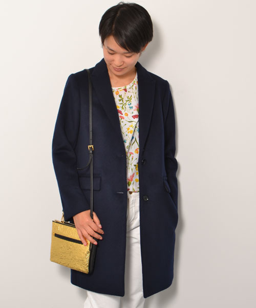 AMERICAN RAG CIE（アメリカンラグシー）の「リバーメルトンチェスターコート/214-AGP-L142-CO098（チェスターコート・レディース・ベージュ/ネイビー・FREE）」の2枚目の写真