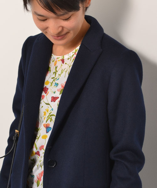 AMERICAN RAG CIE（アメリカンラグシー）の「リバーメルトンチェスターコート/214-AGP-L142-CO098（チェスターコート・レディース・ベージュ/ネイビー・FREE）」の11枚目の写真