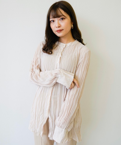 VANNIE U（ヴァニーユー）の「3wayクリンクルシアーシャツ（シャツ/ブラウス・レディース・ベージュ/クリアグリーン/クリアブルー・FREE）」の9枚目の写真