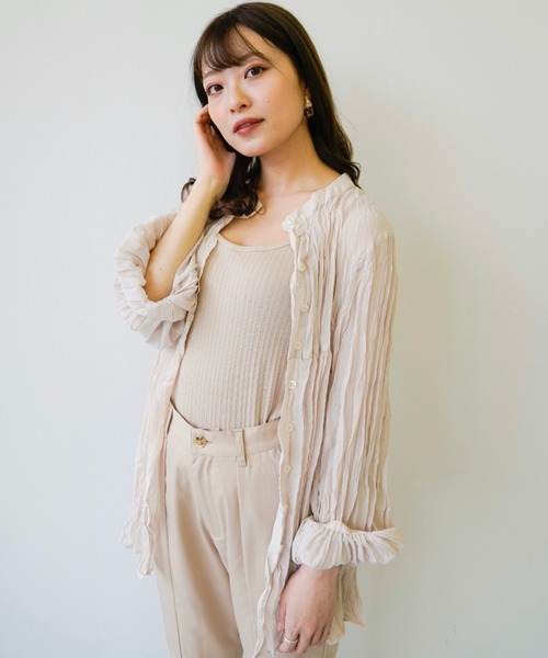 VANNIE U（ヴァニーユー）の「3wayクリンクルシアーシャツ（シャツ/ブラウス・レディース・ベージュ/クリアグリーン/クリアブルー・FREE）」の7枚目の写真