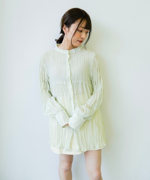 VANNIE U（ヴァニーユー）の「3wayクリンクルシアーシャツ（シャツ/ブラウス・レディース・ベージュ/クリアグリーン/クリアブルー・FREE）」の12枚目の写真