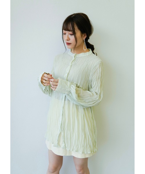 VANNIE U（ヴァニーユー）の「3wayクリンクルシアーシャツ（シャツ/ブラウス・レディース・ベージュ/クリアグリーン/クリアブルー・FREE）」の17枚目の写真