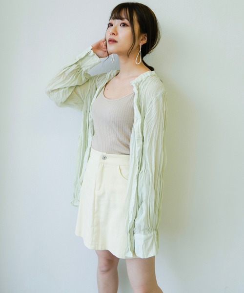 VANNIE U（ヴァニーユー）の「3wayクリンクルシアーシャツ（シャツ/ブラウス・レディース・ベージュ/クリアグリーン/クリアブルー・FREE）」の15枚目の写真