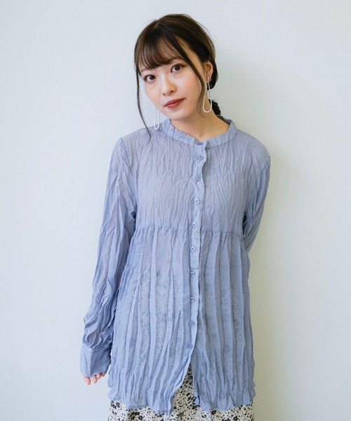 VANNIE U（ヴァニーユー）の「3wayクリンクルシアーシャツ（シャツ/ブラウス・レディース・ベージュ/クリアグリーン/クリアブルー・FREE）」の22枚目の写真