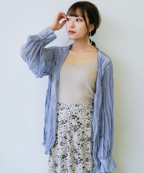 VANNIE U（ヴァニーユー）の「3wayクリンクルシアーシャツ（シャツ/ブラウス・レディース・ベージュ/クリアグリーン/クリアブルー・FREE）」の6枚目の写真