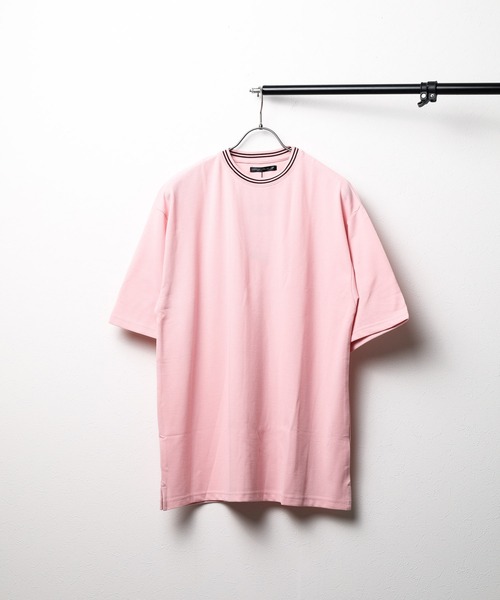 INNOCENT（イノセント）の「鹿の子ライン入り刺繍クルーTシャツ（Tシャツ/カットソー・レディース・ホワイト/ブラック/ピンク/サックスブルー/ワイン/ネイビー/チャコールグレー/カーキ・MEDIUM/X-LARGE/LARGE）」の7枚目の写真