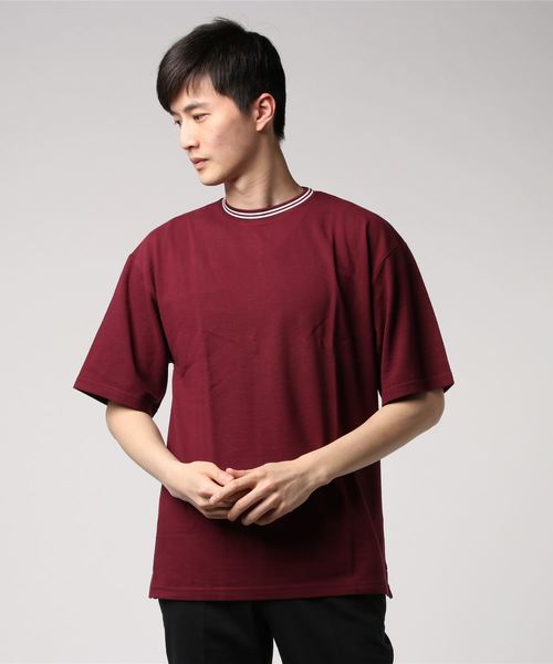 INNOCENT（イノセント）の「鹿の子ライン入り刺繍クルーTシャツ（Tシャツ/カットソー・レディース・ホワイト/ブラック/ピンク/サックスブルー/ワイン/ネイビー/チャコールグレー/カーキ・MEDIUM/X-LARGE/LARGE）」の13枚目の写真