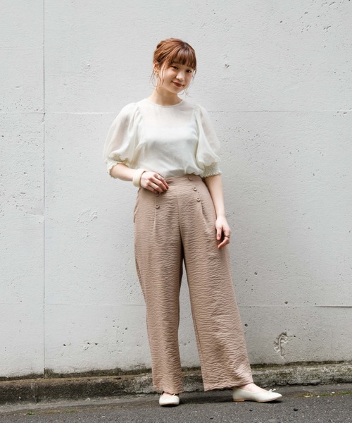 flower(フラワー)の「テンダーバルーンブラウス(シャツ/ブラウス・レディース・パープル/アイボリー・FREE)」の4枚目の写真