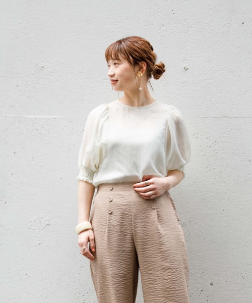 flower(フラワー)の「テンダーバルーンブラウス(シャツ/ブラウス・レディース・パープル/アイボリー・FREE)」の5枚目の写真