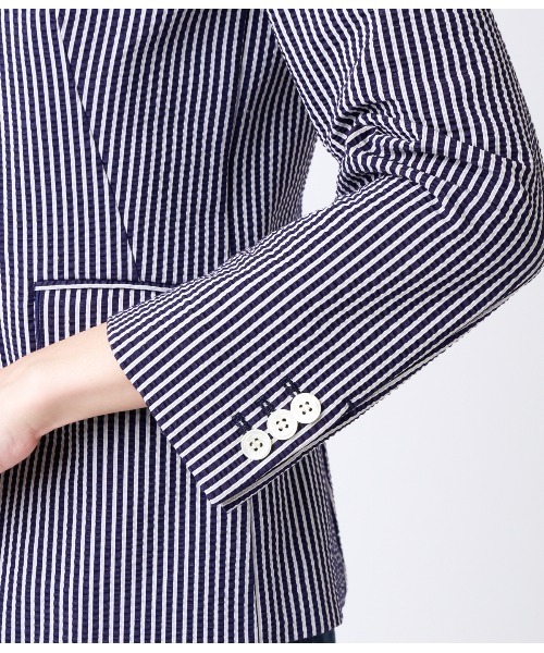 NEWYORKER(ニューヨーカー)の「Summer Time Blazer(サマータイムブレザー)/サッカー2釦シングルブレザー(テーラードジャケット・レディース・ネイビー/ブルー・11号/9号/7号)」の5枚目の写真