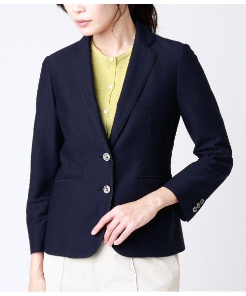 NEWYORKER(ニューヨーカー)の「Summer Time Blazer(サマータイムブレザー)/サッカー2釦シングルブレザー(テーラードジャケット・レディース・ネイビー/ブルー・11号/9号/7号)」の10枚目の写真