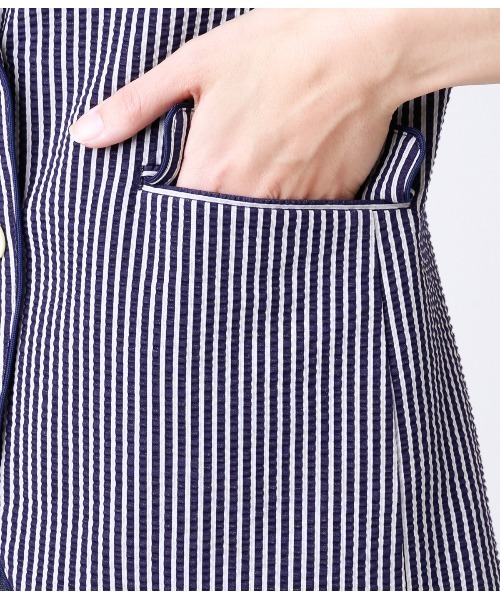 NEWYORKER(ニューヨーカー)の「Summer Time Blazer(サマータイムブレザー)/サッカー2釦シングルブレザー(テーラードジャケット・レディース・ネイビー/ブルー・11号/9号/7号)」の6枚目の写真