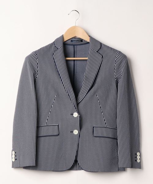 NEWYORKER(ニューヨーカー)の「Summer Time Blazer(サマータイムブレザー)/サッカー2釦シングルブレザー(テーラードジャケット・レディース・ネイビー/ブルー・11号/9号/7号)」の8枚目の写真
