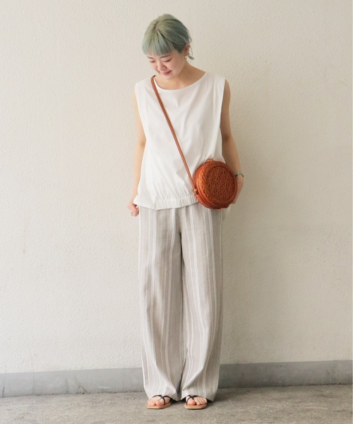 notch.（ノッチ）の「リネンストライプストレートパンツ（その他パンツ・レディース・ベージュ/グレー・TM/M）」の11枚目の写真