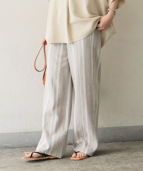 notch.（ノッチ）の「リネンストライプストレートパンツ（その他パンツ・レディース・ベージュ/グレー・TM/M）」の12枚目の写真